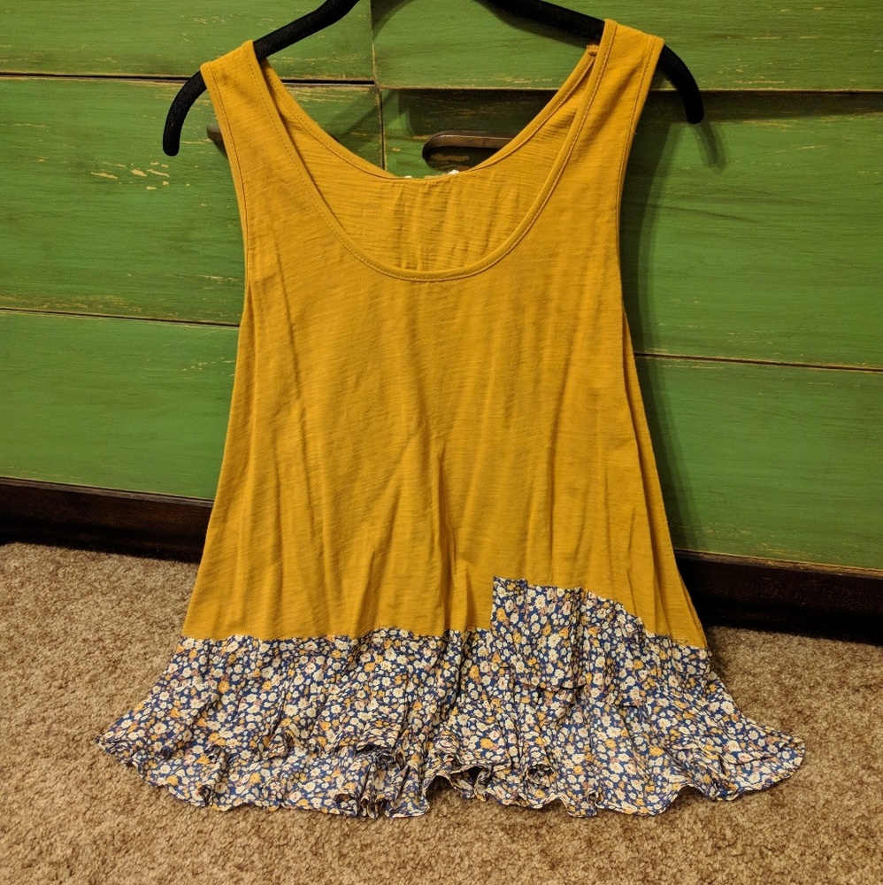 Boho Mustard and Floral Hem Top